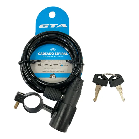 Cadeado P/ Bike Capacete C/ Chave 12mm X 1500mm S/ Suporte Foto 1