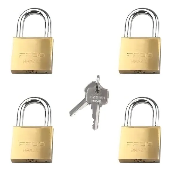 Cadeado Pado 30mm Com Mesmo Segredo 4 Unidades Mesma Chave Cor Dourado Foto 1