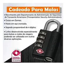 Cadeado Pado Executivo Tsa Com Segredo 4 Digitos Preto Foto mini 3