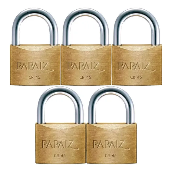 Cadeado Papaiz 45mm Com Mesmo Segredo - Kit 5 Peças Foto 1