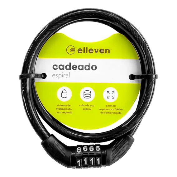 Cadeado Segredo Elleven 65 Cm X 8 Mm Bike Bicicleta Foto 1