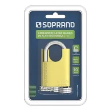 Cadeado Soprano Aço Latão Chave 40mm Reforçado Alta Segurança LT40 Escovado Dourado Foto mini 3