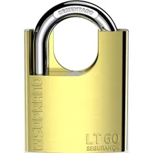 Cadeado Soprano Aço Latão Chave 40mm Reforçado Alta Segurança LT40 Escovado Dourado Foto mini 1