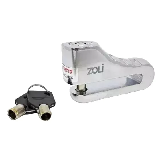 Cadeado Trava Disco Chave Antifurto Zoli K2 10mm Cromado Cor Prateado Foto 1