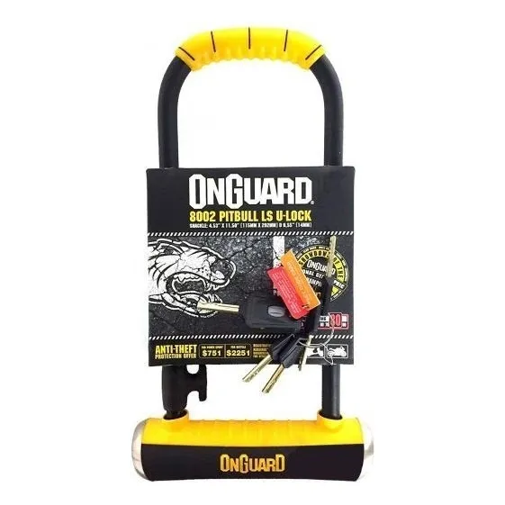 Cadeado Trava U-lock Onguard Pitbull Ls 8002 Chave Reforçado Cor Preto Foto 1