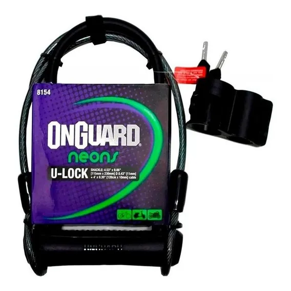 Cadeado U-lock + Cabo Onguard 8154 Cor Preto Foto 1