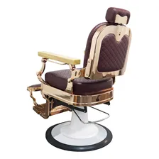 Cadeira Barbeiro Poltrona Luxo Premium Reclinável Marrom Foto mini  2