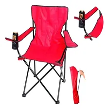 Cadeira Camping Dobrável Com Porta Copo E Bolsa Vermelha Foto mini 2