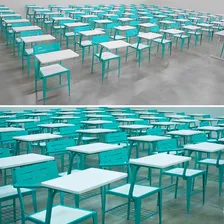 Cadeira Carteira Escolar Universitária Jade C/ Tampo Premium Cor Azul Jade Foto mini  3