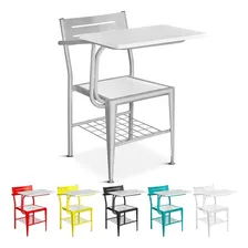 Cadeira Carteira Escolar Universitária Jade C/ Tampo Premium Cor Prata Foto  mini 1