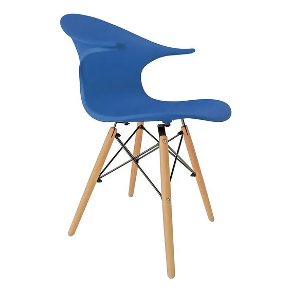 Cadeira Charles Eames New Wood Design Pelegrin Pw-079 Azul Foto 1
