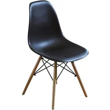 Cadeira Charles Eames Preta Com Pés De Madeira 82x47cm Foto mini 1