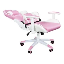 Cadeira de escritório Mymax MX5 gamer ergonômica rosa e branco com estofado de couro sintético Foto mini 4