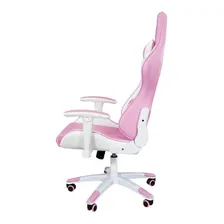 Cadeira de escritório Mymax MX5 gamer ergonômica rosa e branco com estofado de couro sintético Foto mini  3