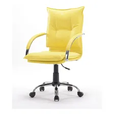 Cadeira Diretor Giratória Couro Pu Amarela Pelegrin Pel-280 Cor Amarelo Foto  mini 1