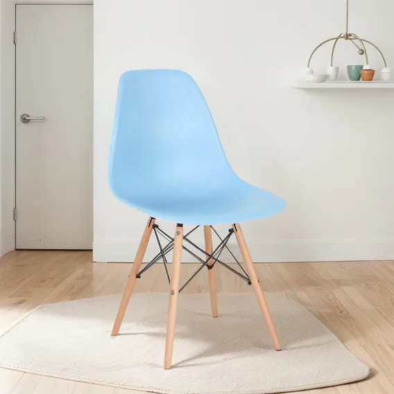 Cadeira Eames Jantar Cozinha Wood Dsw Eiffel Azul Claro Foto 1