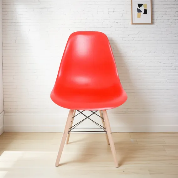 Cadeira Eiffel Charles Eames Com Base Madeira Dsw Vermelho Foto 1