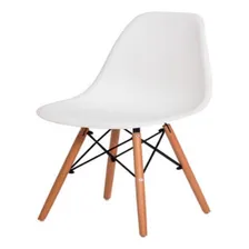 Cadeira Eiffel Eames Branca Base Madeira Foto  mini 1