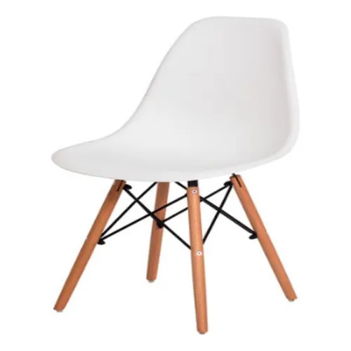 Cadeira Eiffel Eames Branca Base Madeira Foto 1