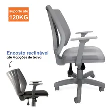 Cadeira Escrit贸rio Addit Diretor Cinza Telada Ergon么mica Foto mini 4