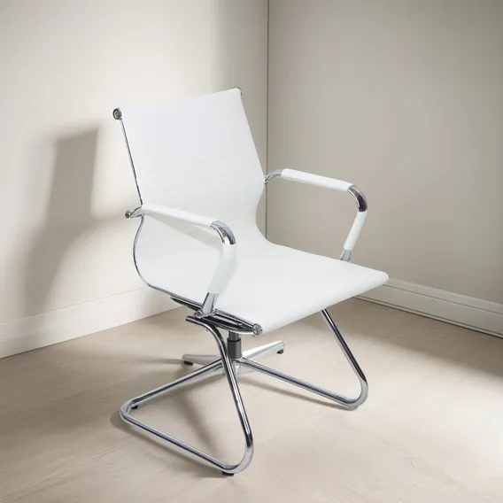 Cadeira Escritório Interlocutor Fixa Eames Cor Off White Foto 1
