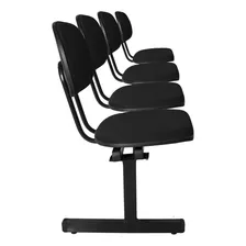 Cadeira Escrit贸rio Longarina 4 Lugares Estofada Ecoflex Foto mini 3