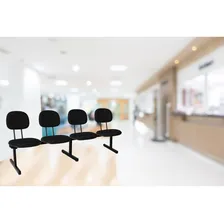 Cadeira Escrit贸rio Longarina 4 Lugares Estofada Ecoflex Foto mini 2