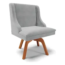 Cadeira Estofada Jantar Base Girat贸ria Lia Suede Cinza Foto mini 1