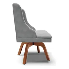 Cadeira Estofada Jantar Base Girat贸ria Lia Suede Cinza Foto mini 3
