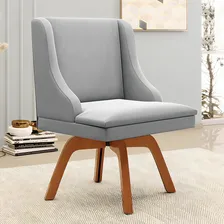 Cadeira Estofada Jantar Base Girat贸ria Lia Suede Cinza Foto mini 2