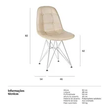 Cadeira Estofada Jantar Eames Botonê Capitonê Metal Nude Foto mini 4