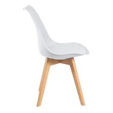 Cadeira Estofada Leda Base Madeira Eames Cozinha Cores Estrutura da cadeira Branco Foto mini 2