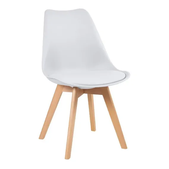 Cadeira Estofada Leda Base Madeira Eames Cozinha Cores Estrutura da cadeira Branco Foto 1