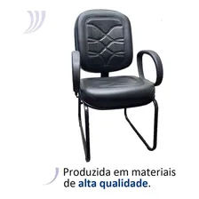 Cadeira Fixa Diretor Escrit贸rio Curvim Preta Base Ski Foto mini 3