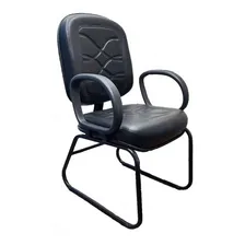 Cadeira Fixa Diretor Escrit贸rio Curvim Preta Base Ski Foto mini 1