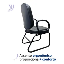 Cadeira Fixa Diretor Escrit贸rio Curvim Preta Base Ski Foto mini 2