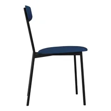 Cadeira Fixa Estofada Vintage EmÃlia Azul/preto Hi Foto mini 4