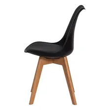 Cadeira Leda Saarinen Wood Estofada Design Base Madeira Várias Cores Sala Jantar Cozinha Cor Da Estrutura Da Cadeira Preto Foto mini  3