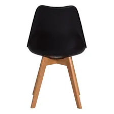 Cadeira Leda Saarinen Wood Estofada Design Base Madeira Várias Cores Sala Jantar Cozinha Cor Da Estrutura Da Cadeira Preto Foto mini  2
