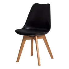 Cadeira Leda Saarinen Wood Estofada Design Base Madeira Várias Cores Sala Jantar Cozinha Cor Da Estrutura Da Cadeira Preto Foto  mini 1