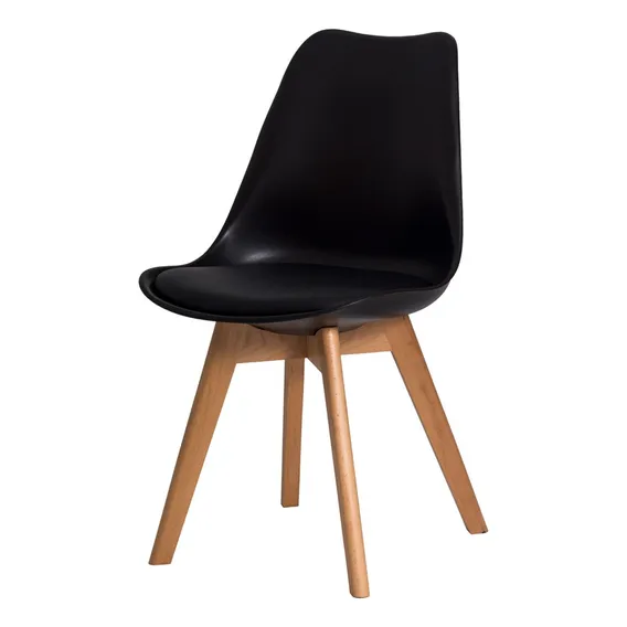 Cadeira Leda Saarinen Wood Estofada Design Base Madeira Várias Cores Sala Jantar Cozinha Cor Da Estrutura Da Cadeira Preto Foto 1