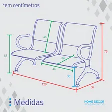 Cadeira Longarina 2 Lugares Cromada Sem Estofado Mak Decor Foto mini 4