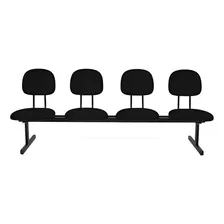 Cadeira Longarina Maiart Banco Longarina Para Recepção De 4 Senta Preto Foto mini 1