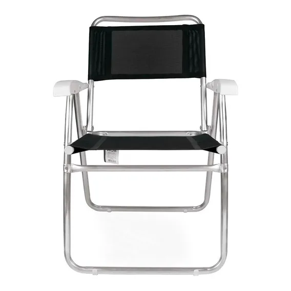 Cadeira Master Aluminio Mor Larga Reforçada Pescaria Praia Cor Preto Foto 1