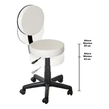 Cadeira Mocho Girat贸rio Com Encosto Regulagem Altura Branco Foto mini 2