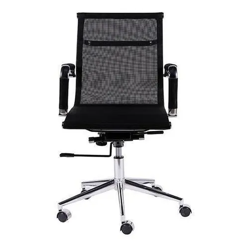 Cadeira Office Eames Tela Baixa Girat贸ria Preta Foto 1