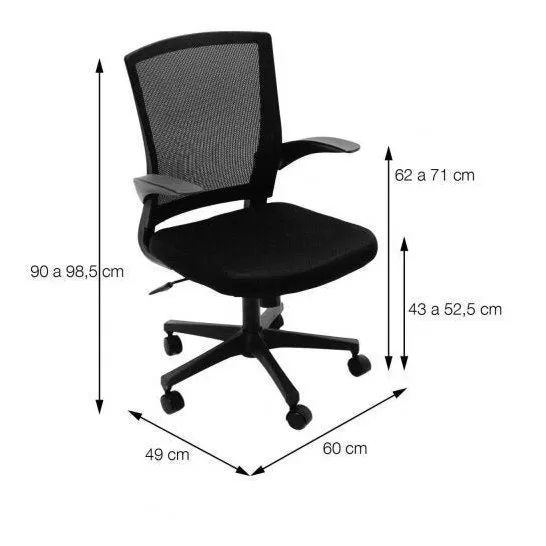 Cadeira Office Em Tela Com RodÃzio 3314 Or Design Ee Cor Preto Material do estofamento Náilon Foto 1