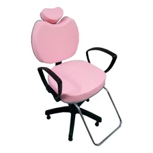 Cadeira Para Salão De Beleza Com Encosto Fixo Rosa Bebê Foto  mini 1