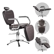 Cadeira Para Salão Maquiadora Top Make Reclinável Hidráulica Dompel Marrom Foto mini 1