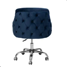 Cadeira Poltrona Escrit贸rio Office Regulagem Zaya Rodinhas Cor Veludo Azul Marinho Foto mini 2